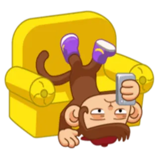 🙃 macaco, cadeira, telefone, relaxado, desenho animado telegram sticker