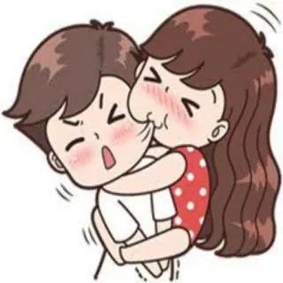 😚 คู่รัก, การ์ตูน, กอด, ความรัก, น่ารัก telegram sticker