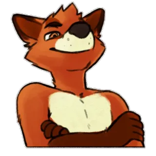 😈 raposa, antropomórfico, animal, desenho animado, sorrindo, personagem whatsapp sticker
