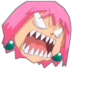 😡 anime, marah, rambut merah muda, kartun telegram sticker