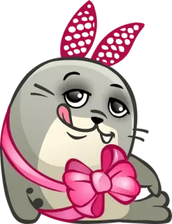 😏 foca, animal, lindo, orejas, lazo telegram sticker