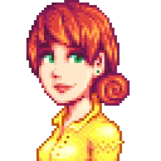 😊 Leah Stardew Valley videojuego, personaje, retrato, Stardew Valley, pixel art, mujer telegram sticker