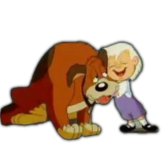 👅 cane, bambino, cartone animato, abbraccio, amicizia, carino, animato telegram sticker