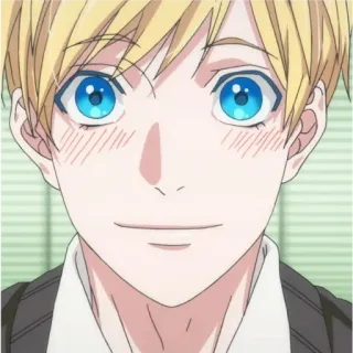 🙂 anime, loiro, menino, olhos azuis, personagem telegram sticker