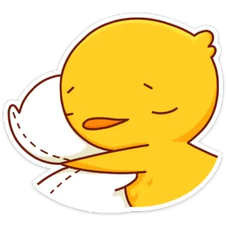 🤗 amarelo, sono, fofo, desenho animado, almofada, frango, emoções, pássaro whatsapp sticker