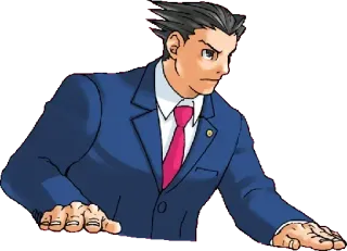 🙌 Phoenix Wright Ace Attorney アニメ, 弁護士, 裁判, 異議あり, 指差し telegram sticker
