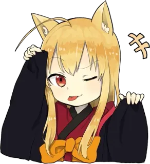 🦊 Anime, Garota gato, Fofo, Kawaii, Mangá, Chibi whatsapp sticker