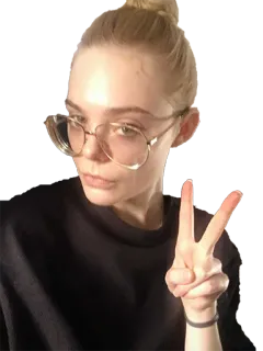 ✌ femme, lunettes, signe de paix, blonde, selfie, portrait telegram sticker