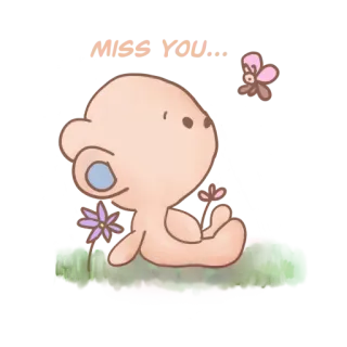 ❤️ MISS YOU... cute, bear, flowers, miss you, cartoon, butterfly telegram sticker
