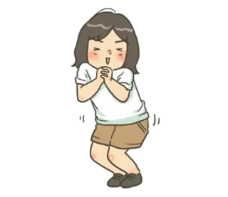☺️ 만화, 신나는, 소녀, 행복 whatsapp sticker