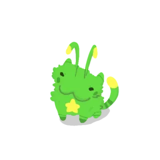❇️ słodki, kawaii, zielony, potwór, gwiazda, kreskówka, zwierzę, kwadratowy telegram sticker