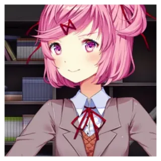 🙂 Natsuki Doki Doki Literature Club! Anime, niedlich, Kawaii, rosa Haare, Manga, Mädchen, Doki Doki Literature Club telegram sticker