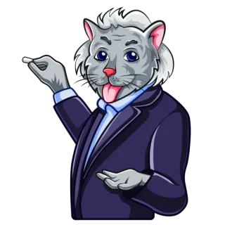😜 gato, animal, dibujos animados, traje, lengua, gracioso telegram sticker