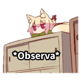 👀 *Observa* anime, observing, fox girl, peeking, cute, kawaii telegram sticker