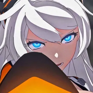 👿 Kiana Kaslana Honkai Impact 3rd Anime, Spel, Kiana Kaslana, Honkai Impact 3rd, Wit haar, Blauwe ogen whatsapp sticker