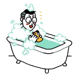 🛁 อ่างอาบน้ำ, เป็ดยาง, การ์ตูน, ฟอง, ผู้ชาย telegram sticker