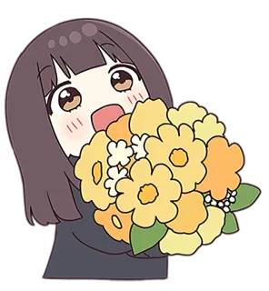🌺 anime, cute, girl, flowers, cheerful telegram sticker
