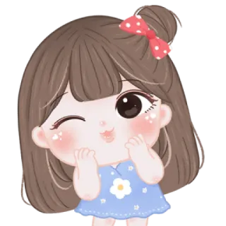 🍓 可爱, 女孩, 卡通, 插图, 卡哇伊, 眨眼 telegram sticker