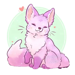 💓 NAOMI _LORD fox, animal, cute, pink, cartoon, sparkle telegram sticker