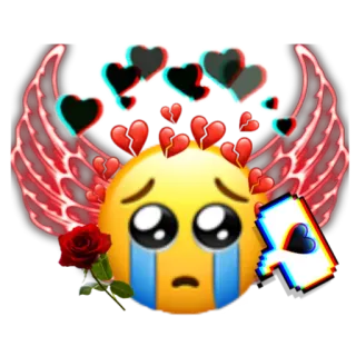 🥺 Emoji, Triste, Chorando, Coração partido, Rosa, Asas, Amor, Desilusão amorosa telegram sticker
