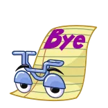 👋 Bye จักรยาน, บ๊ายบาย, การ์ตูน, แปลกประหลาด, กระดาษ, โบกมือ telegram sticker