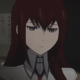 ⏱ Kurisu Makise Steins;Gate anime, cientista, jaleco, cabelo ruivo whatsapp sticker