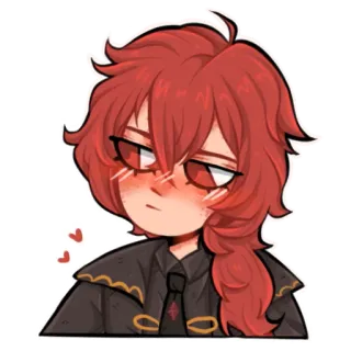 ❤️ Diluc Genshin Impact Anime, Karakter, rambut merah, Game, Diluc, Genshin Impact, hati telegram sticker