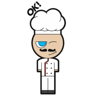 👍 chef, cucina, cartone animato, personaggio, baffi, fornaio whatsapp sticker