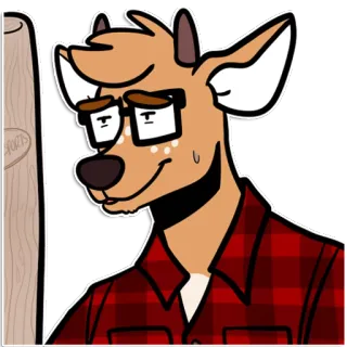 😏 Furry, Cerf, Lunettes, Chemise à carreaux, Dessin animé whatsapp sticker
