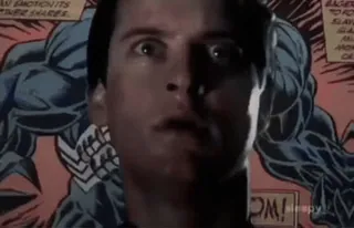 🥺 Spider-Man Meme, Reaktion, Schockiert, Überrascht, Comic, Film, Spiderman, Venom whatsapp sticker