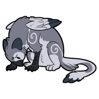 😢 fofo, animal, grifo, fantasia, criatura, adesivo, desenho animado telegram sticker