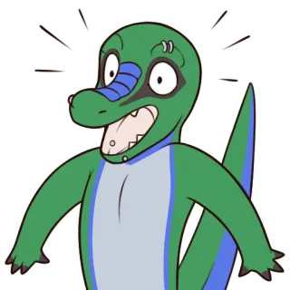 😱 kartun, reptil, binatang, stiker, dinosaurus, hijau, biru telegram sticker