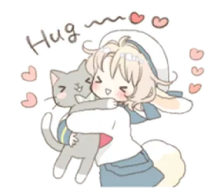 🌬 Hug Anime, Lindo, Animal, Abrazando, Corazones whatsapp sticker