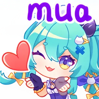 😘 mua 漫画, 可愛い, ハート, キス, 愛 telegram sticker