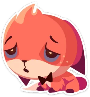 😔 volpe, animale, triste, stanco, cartone animato, carino telegram sticker