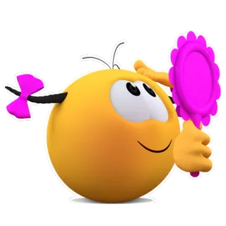 💁 อิโมจิ, สีเหลือง, กระจก, การ์ตูน, โบว์, เครื่องประดับ telegram sticker