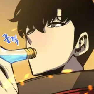 😕 꿀꺽 boire, bouteille, homme, coréen, liquide telegram sticker