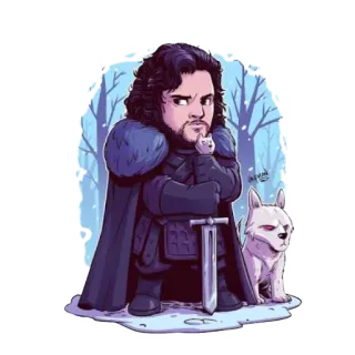 ⚔ Jon Snow Game of Thrones 존 스노우, 왕좌의 게임, 판타지, 겨울, 검, 다이어울프 telegram sticker