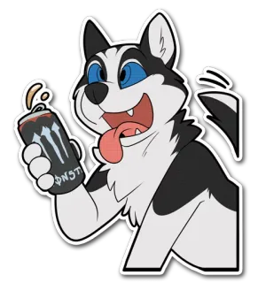 😜 monster Hund, Husky, Energy Drink, Monster Energy telegram sticker