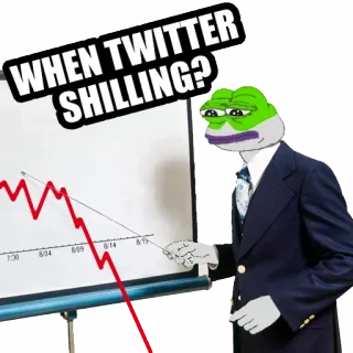 🍽 Pepe the Frog WHEN TWITTER SHILLING? pepe, żaba, twitter, shilling, mem telegram sticker