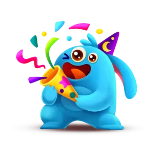 🥳 cartone animato, festa, coriandoli, celebrazione, divertimento, carino, mostro telegram sticker