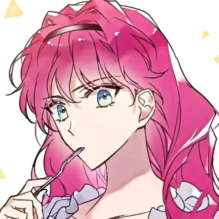 💭 anime, cartoon, female, woman, pink hair, spoon telegram sticker