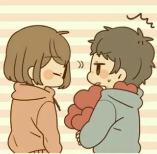 ❤️ amor, pareja, romance, corazones, dibujos animados, relación, lindo telegram sticker