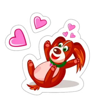 😍 cane, cuori, cartone animato, animale, adesivo, carino whatsapp sticker