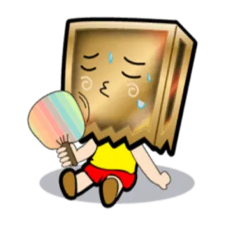 😓 cartoon, fan, sweating, summer, character whatsapp sticker