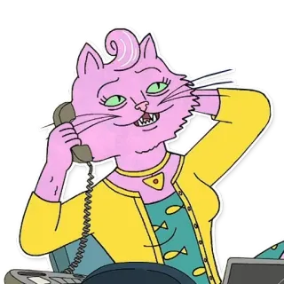 📞 Princess Carolyn BoJack Horseman кот, розовый, мультфильм, телефон, BoJack Horseman telegram sticker