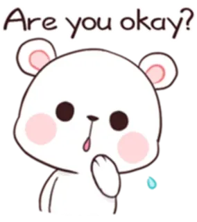 😟 Are you okay? 곰, 귀여운, 동물, 질문, 묻는 telegram sticker