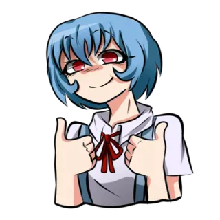 👍 Rei Ayanami Evangelion Anime, Rei Ayanami, Jempol, Evangelion, Karakter, Stiker whatsapp sticker