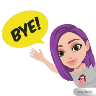 👋 BYE! tạm biệt, chào tạm biệt, vẫy tay, phim hoạt hình, nhãn dán, phụ nữ telegram sticker