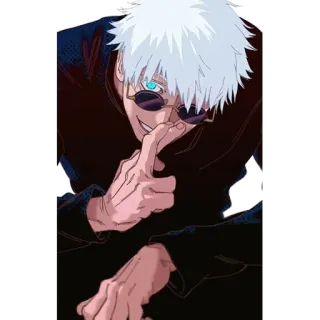 🤫 Gojo Satoru Jujutsu Kaisen อนิเมะ, โกะโจ ซาโตรุ, มหาเวทย์ผนึกมาร, ตัวละคร, แว่นตา, ผมขาว telegram sticker